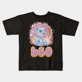 Cosmic Leo Kawaii Lion Zodiac Sign Anime Birthday Kids T-Shirt